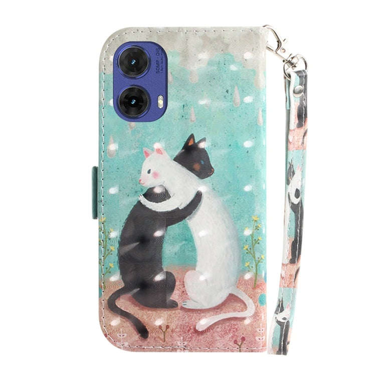 For Motorola Moto G85 3D Colored Flip Leather Phone Case(Black White Cat)