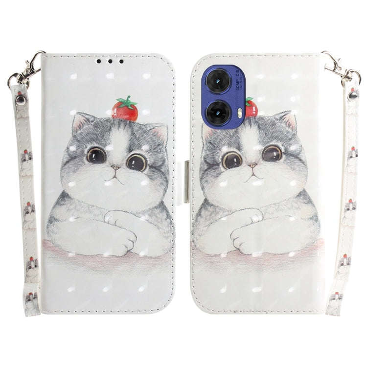 For Motorola Moto G85 3D Colored Flip Leather Phone Case(Cute Cat)