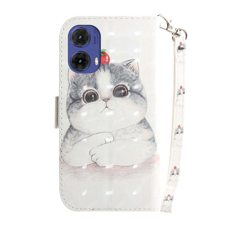 For Motorola Moto G85 3D Colored Flip Leather Phone Case(Cute Cat)