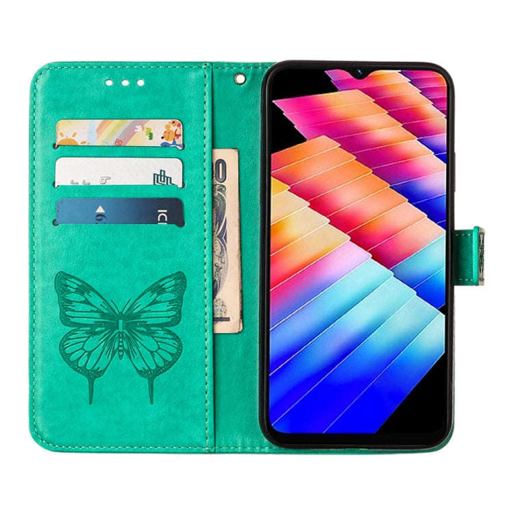 For Tecno Spark 10 5G / K18 Embossed Butterfly Leather Phone Case(Green)