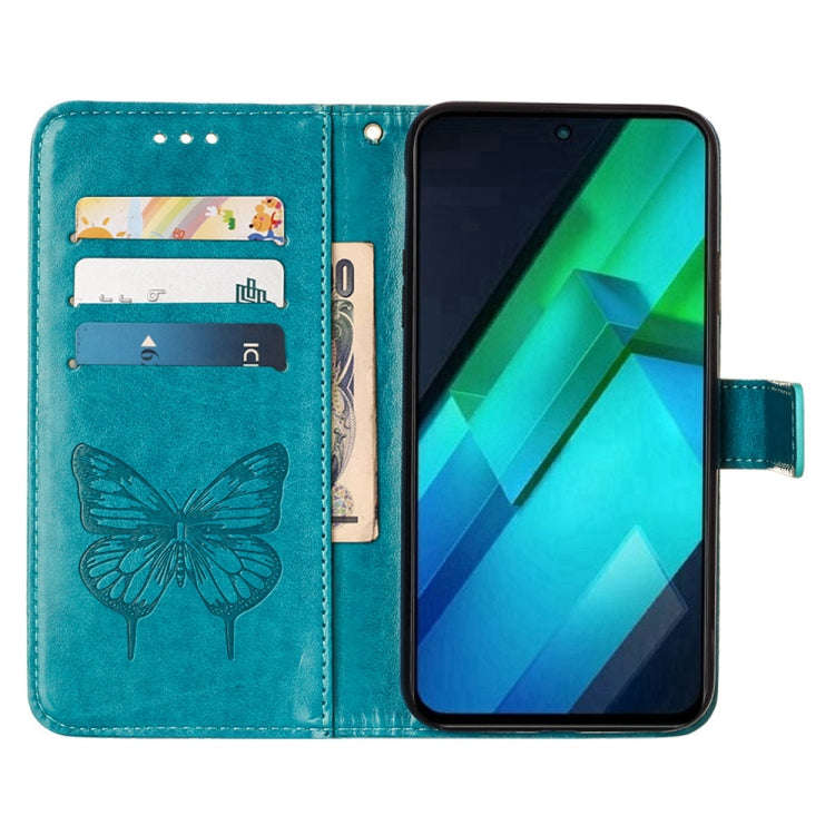For Tecno Spark 10 Pro / Ki7 Embossed Butterfly Leather Phone Case(Blue)