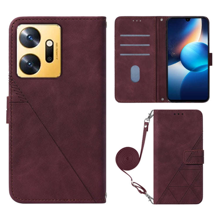 For Infinix Zero 20 / X6821 Crossbody 3D Embossed Flip Leather Phone Case(Wine Red)