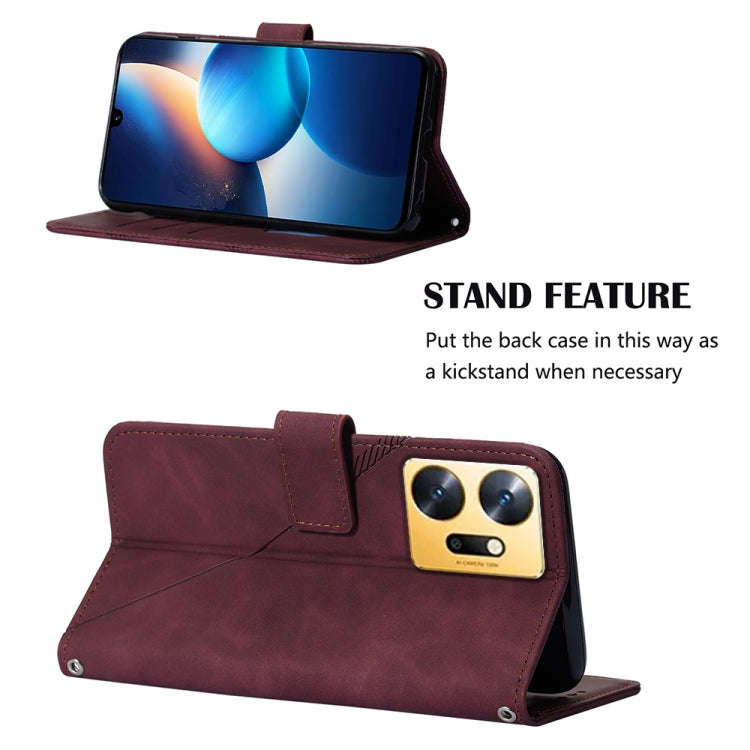 For Infinix Zero 20 / X6821 Crossbody 3D Embossed Flip Leather Phone Case(Wine Red)