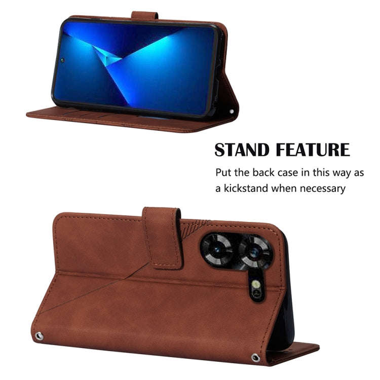 For Tecno Pova 5 4G / LH7N Crossbody 3D Embossed Flip Leather Phone Case(Brown)