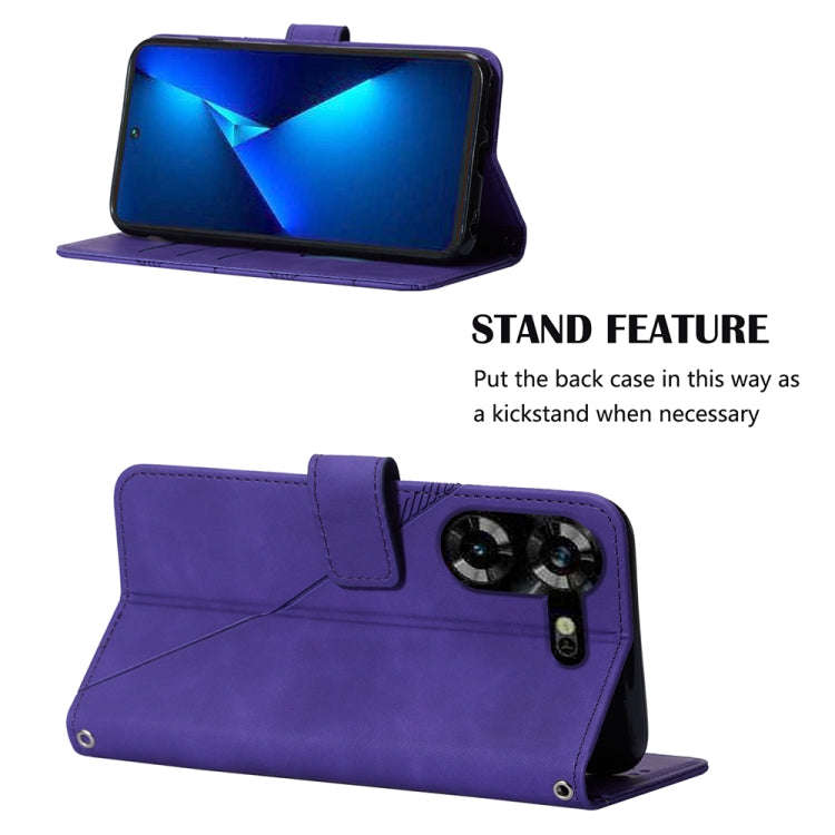 For Tecno Pova 5 4G / LH7N Crossbody 3D Embossed Flip Leather Phone Case(Purple)