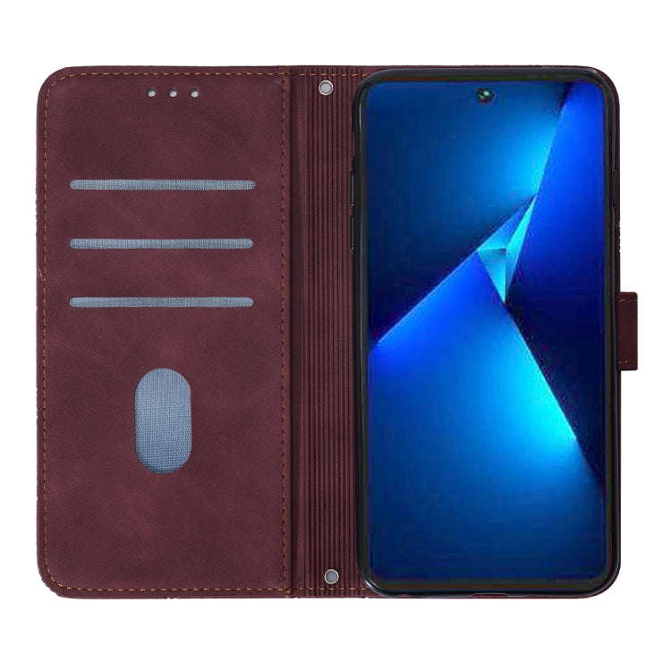 For Tecno Pova 5 4G / LH7N Crossbody 3D Embossed Flip Leather Phone Case(Wine Red)