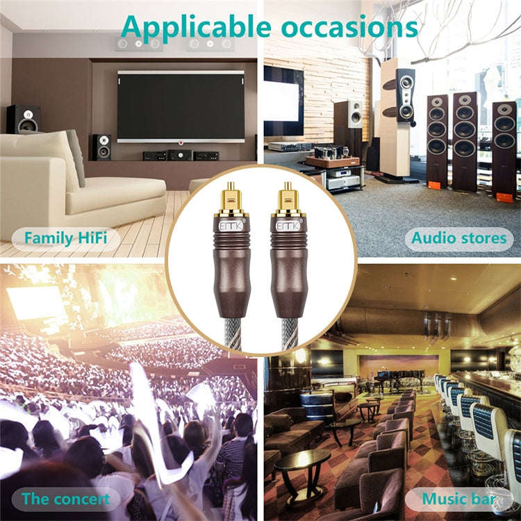 20m EMK OD6.0mm Toslink Square Port to Square Port TV Digital Audio Optical Fiber Connecting Cable