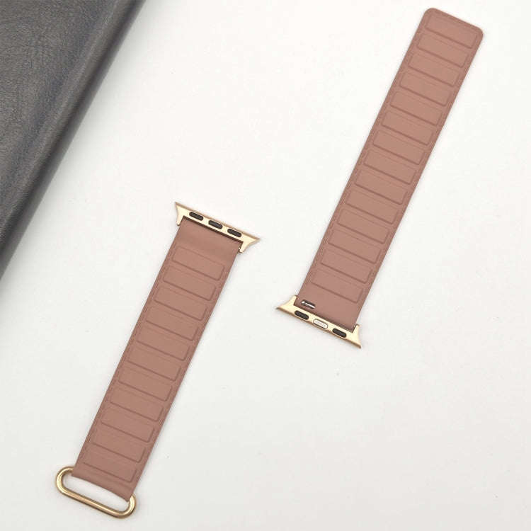 For Apple Watch Ultra 2 49mm Reverse Buckle Magnetic Silicone Watch Band(Rose Buckle Rouge)