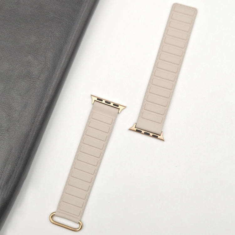 For Apple Watch Ultra 2 49mm Reverse Buckle Magnetic Silicone Watch Band(Rose Buckle Starlight Or...