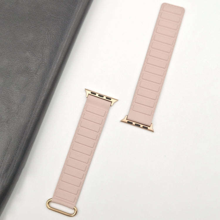 For Apple Watch SE 2023 40mm Reverse Buckle Magnetic Silicone Watch Band(Rose Buckle Pink)