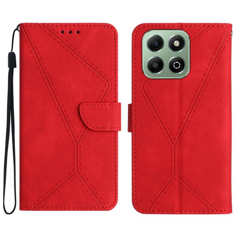 For Honor X6b Stitching Embossed Leather Phone Case(Red)