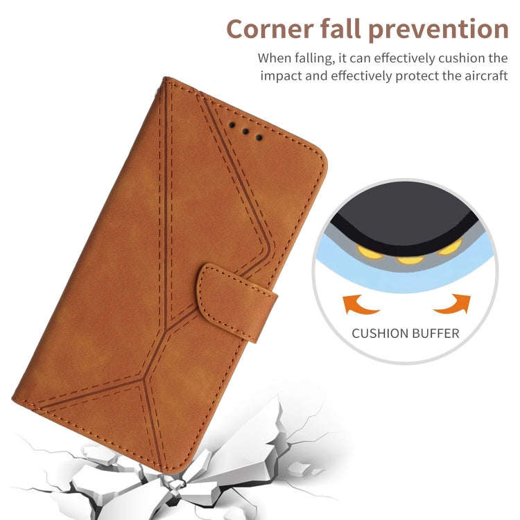 For Honor X6b Stitching Embossed Leather Phone Case(Brown)
