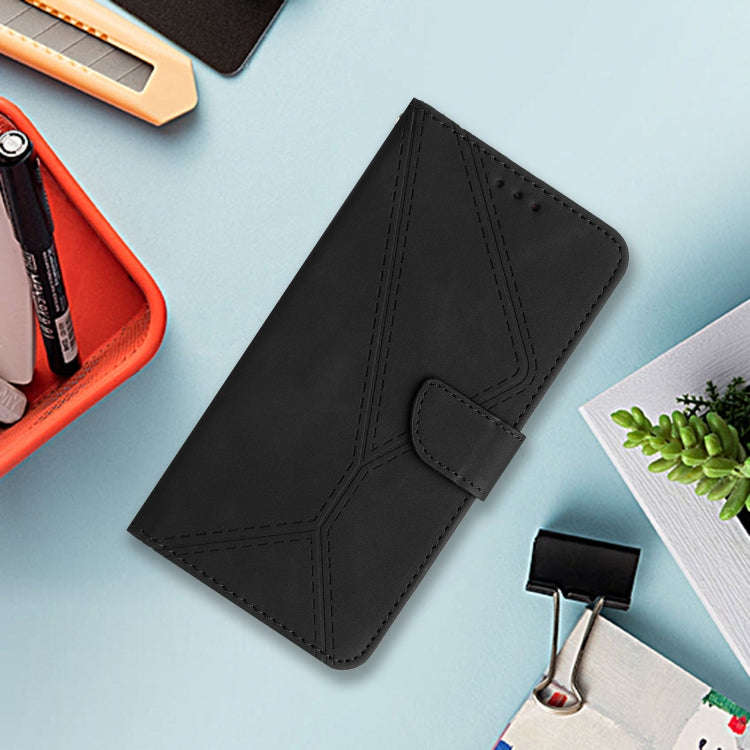 For Honor X6b Stitching Embossed Leather Phone Case(Black)