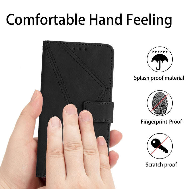 For Honor X6b Stitching Embossed Leather Phone Case(Black)