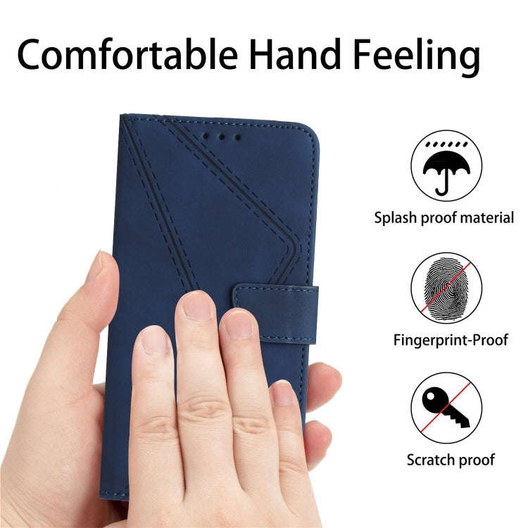 For Honor X6b Stitching Embossed Leather Phone Case(Blue)