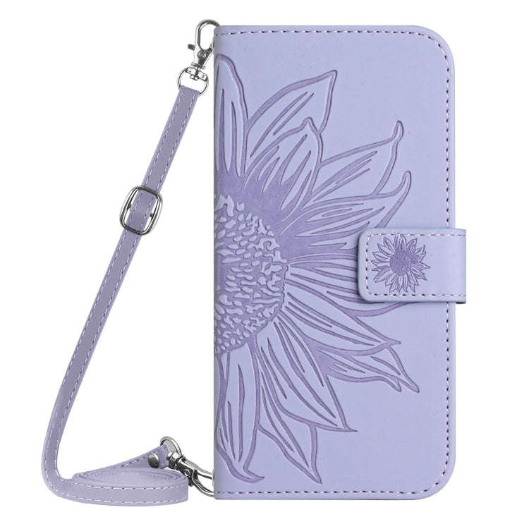 For Honor X6b Skin Feel Sun Flower Pattern Leather Phone Case with Lanyard(Purple)