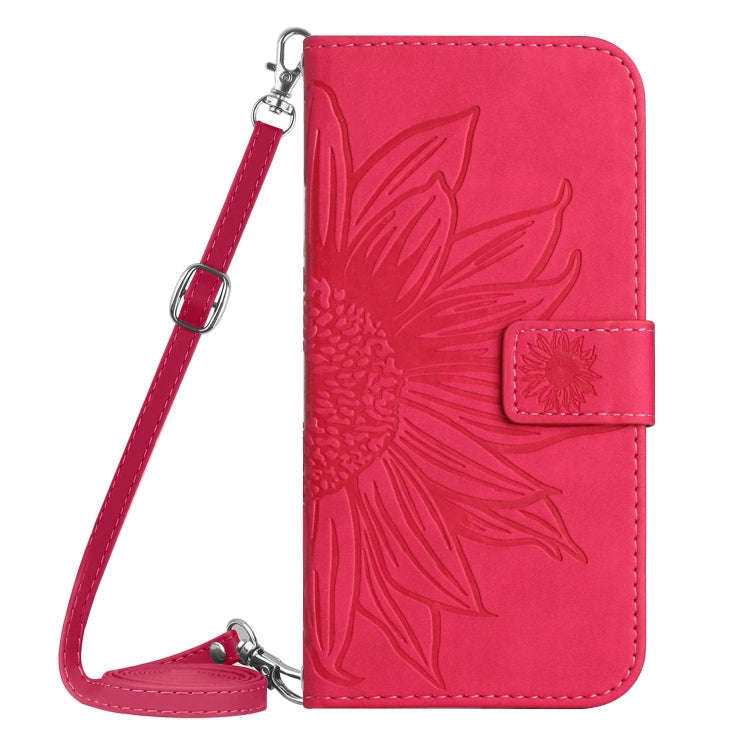 For Honor X6b Skin Feel Sun Flower Pattern Leather Phone Case with Lanyard(Rose Red)