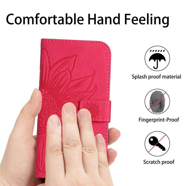 For Honor X6b Skin Feel Sun Flower Pattern Leather Phone Case with Lanyard(Rose Red)