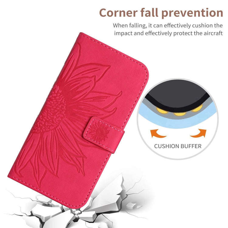 For Honor X6b Skin Feel Sun Flower Pattern Leather Phone Case with Lanyard(Rose Red)