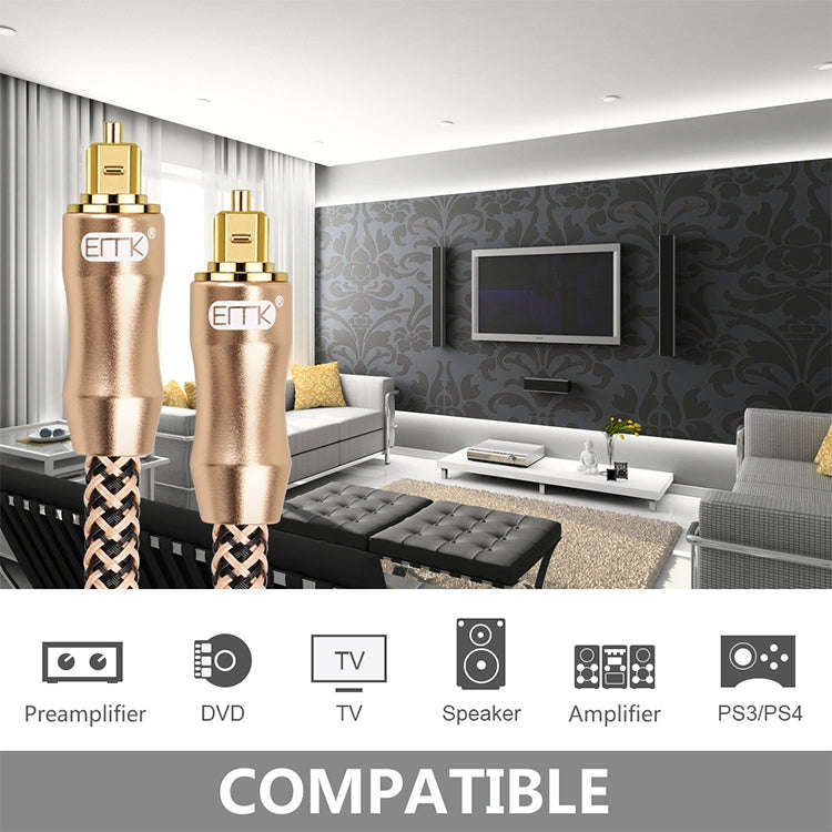 8m EMK OD6.0mm Gold-plated TV Digital Audio Optical Fiber Connecting Cable
