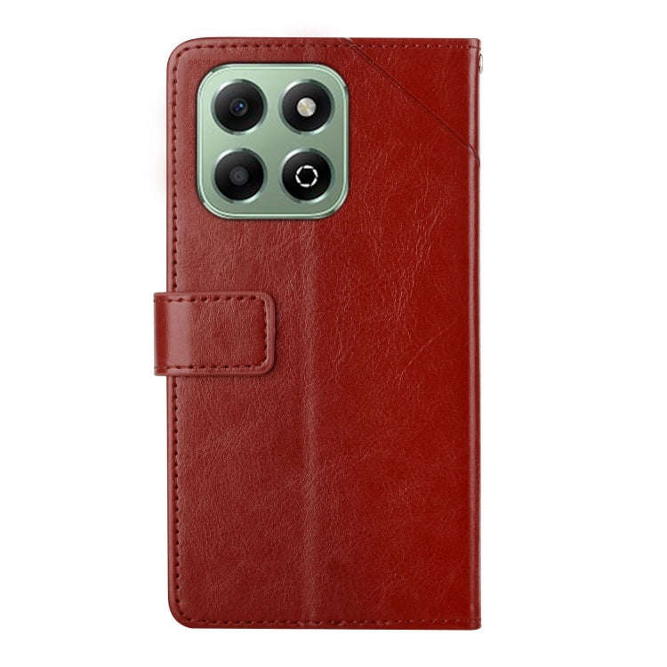 For Honor X6b Y-shaped Pattern Flip Leather Phone Case(Brown)