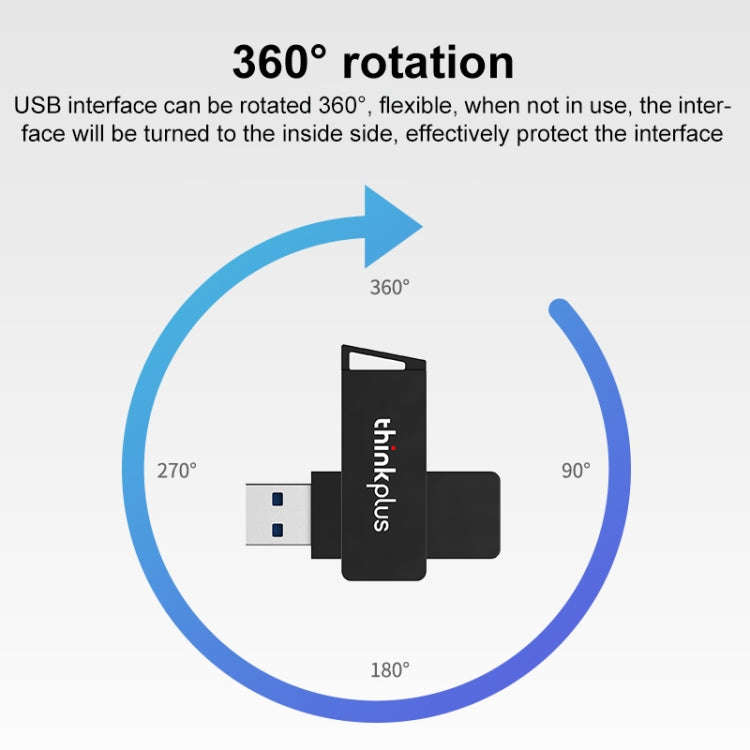 Lenovo Thinkplus USB 3.0 Rotating Flash Drive, Memory:128GB(Black)