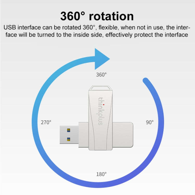 Lenovo Thinkplus USB 3.0 Rotating Flash Drive, Memory:128GB(Silver)