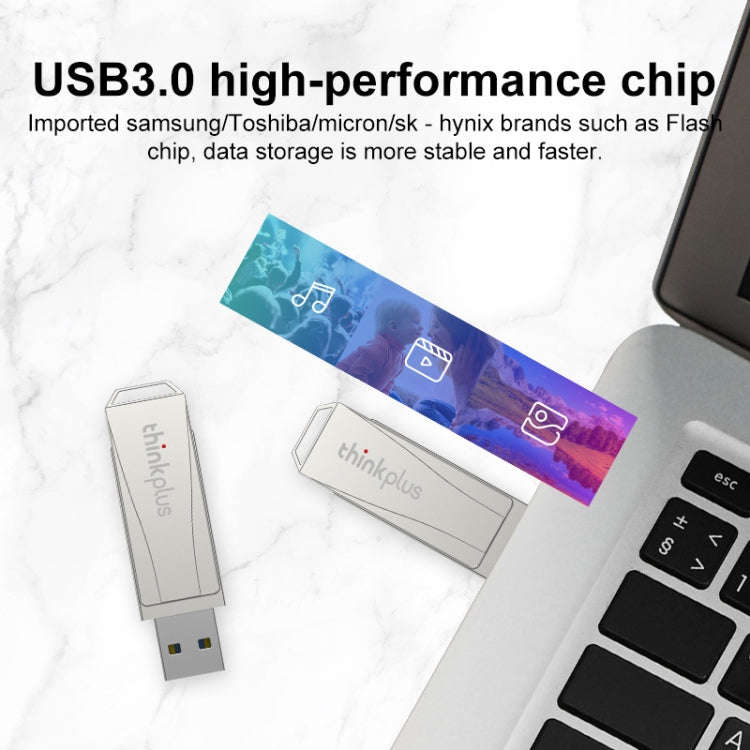 Lenovo Thinkplus USB 3.0 Rotating Flash Drive, Memory:128GB(Silver)