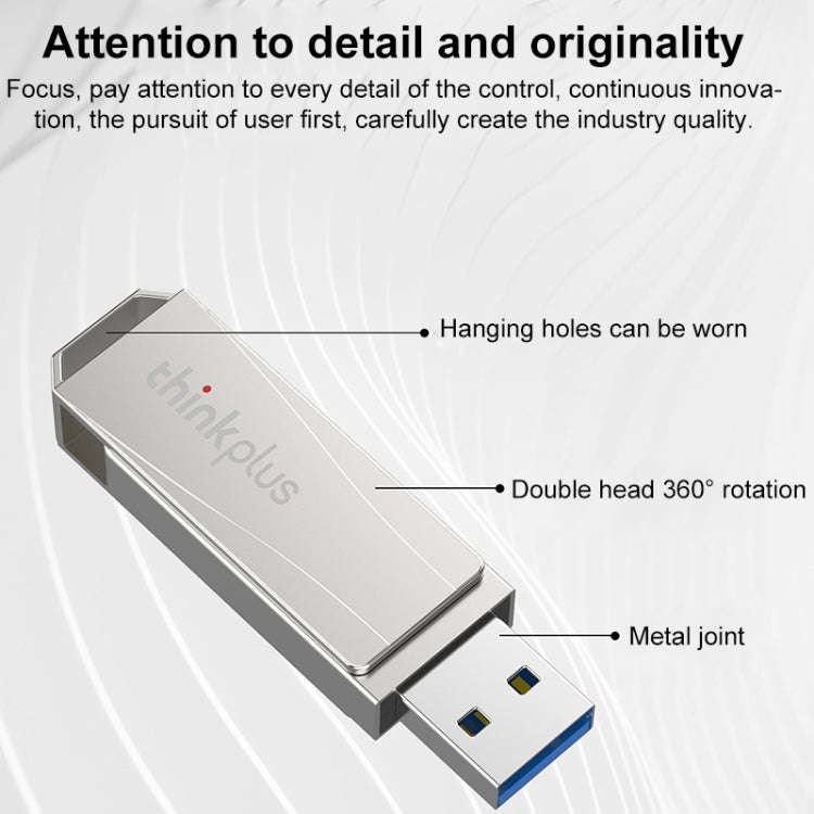 Lenovo Thinkplus USB 3.0 Rotating Flash Drive, Memory:128GB(Silver)
