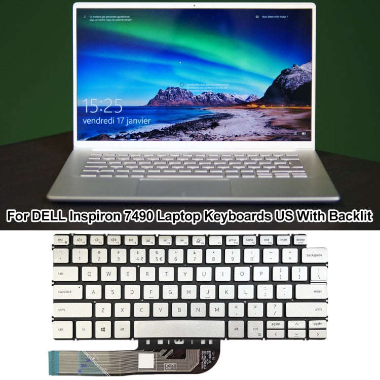 For Dell Inspiron 7490 / Vostro 5390 US Version Backlight Laptop Keyboard(Silver)
