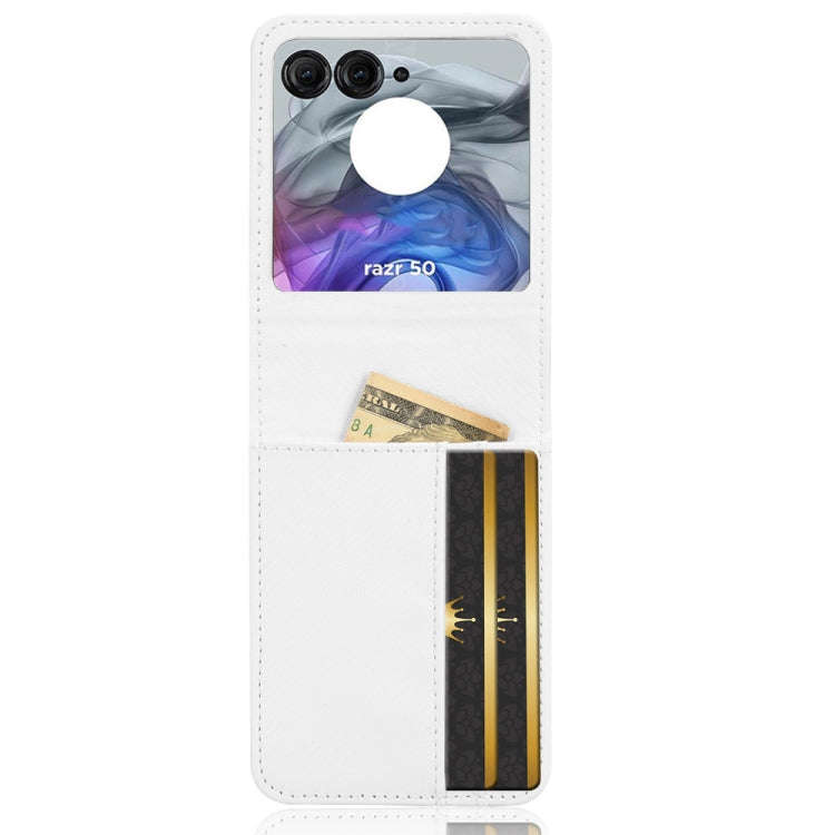 For Motorola Moto Razr 50 Card Slot PU Leather PC Phone Case(White)