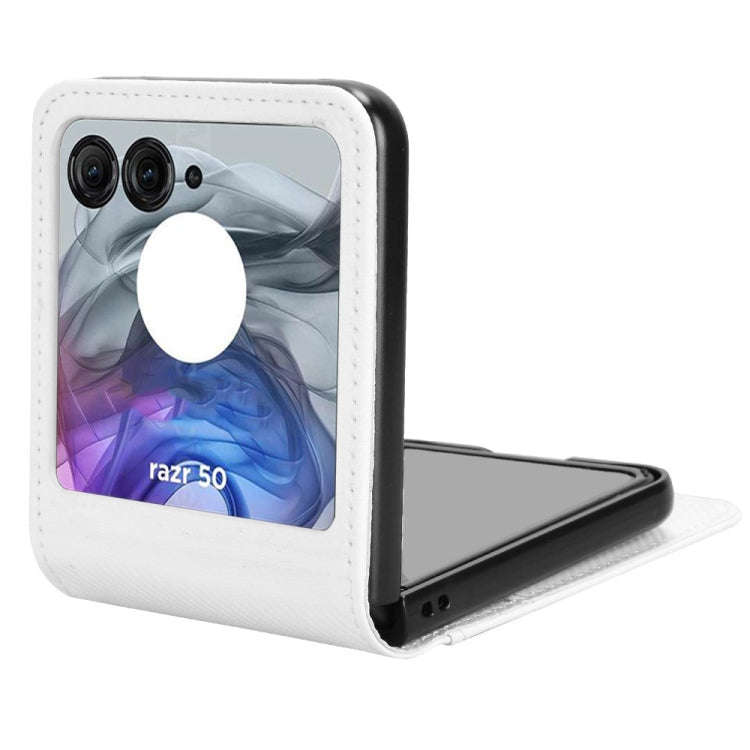 For Motorola Moto Razr 50 Card Slot PU Leather PC Phone Case(White)