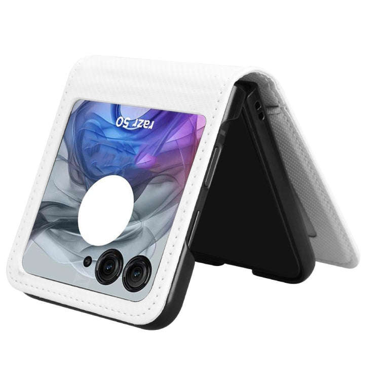 For Motorola Moto Razr 50 Card Slot PU Leather PC Phone Case(White)