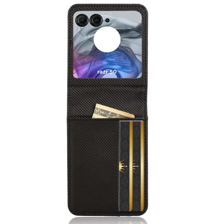 For Motorola Moto Razr 50 Card Slot PU Leather PC Phone Case(Black)