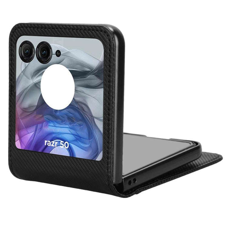 For Motorola Moto Razr 50 Card Slot PU Leather PC Phone Case(Black)