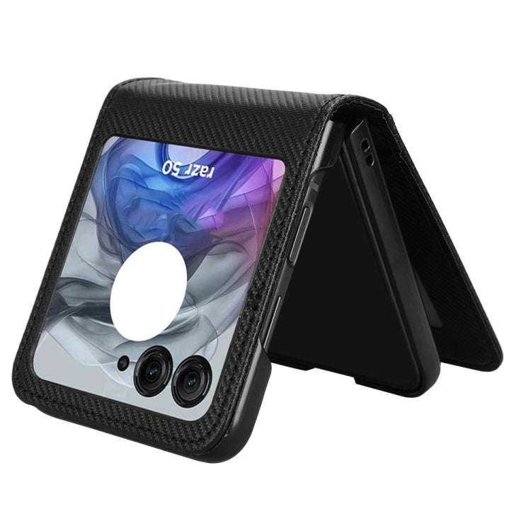 For Motorola Moto Razr 50 Card Slot PU Leather PC Phone Case(Black)