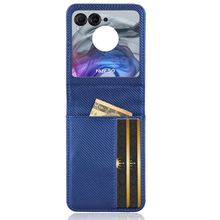 For Motorola Moto Razr 50 Card Slot PU Leather PC Phone Case(Blue)