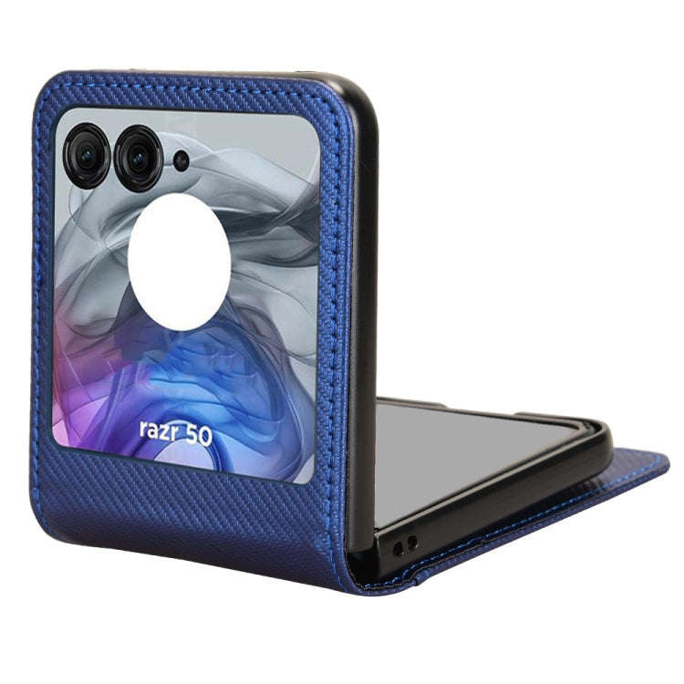 For Motorola Moto Razr 50 Card Slot PU Leather PC Phone Case(Blue)
