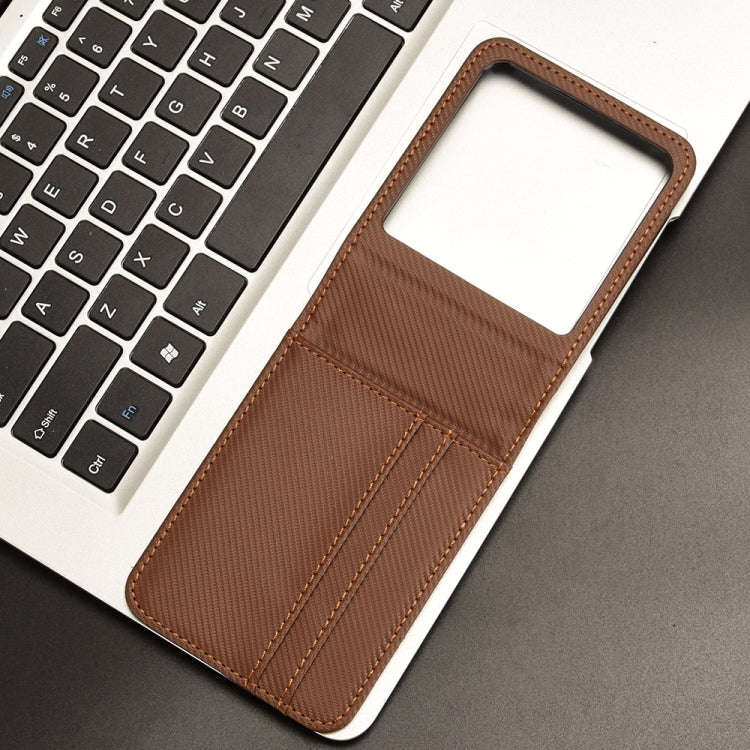 For Motorola Moto Razr 50 Card Slot PU Leather PC Phone Case(Brown)