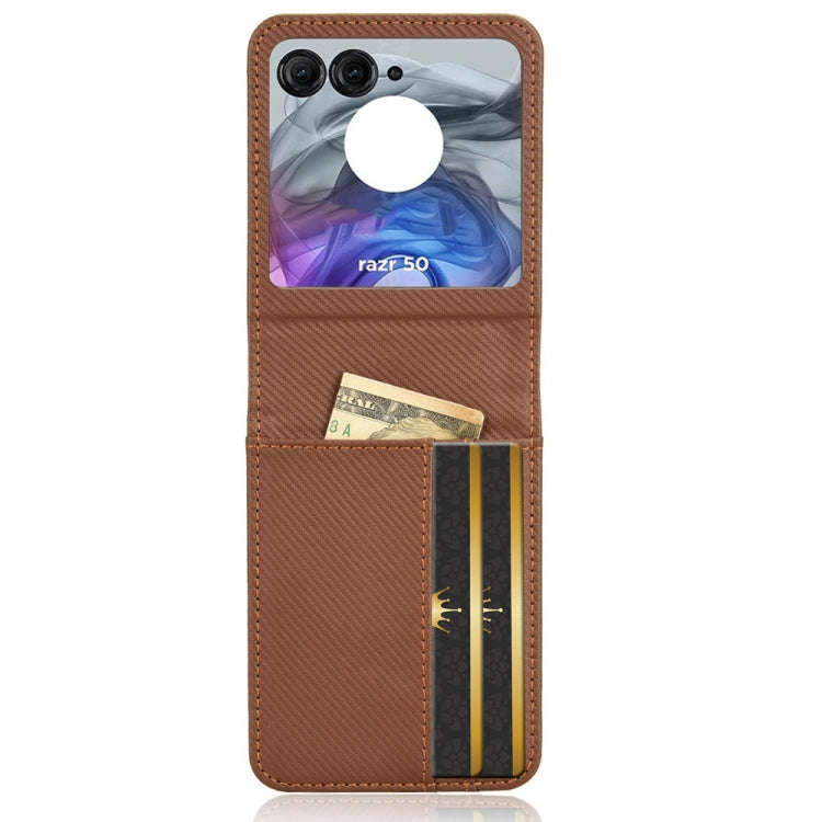 For Motorola Moto Razr 50 Card Slot PU Leather PC Phone Case(Brown)