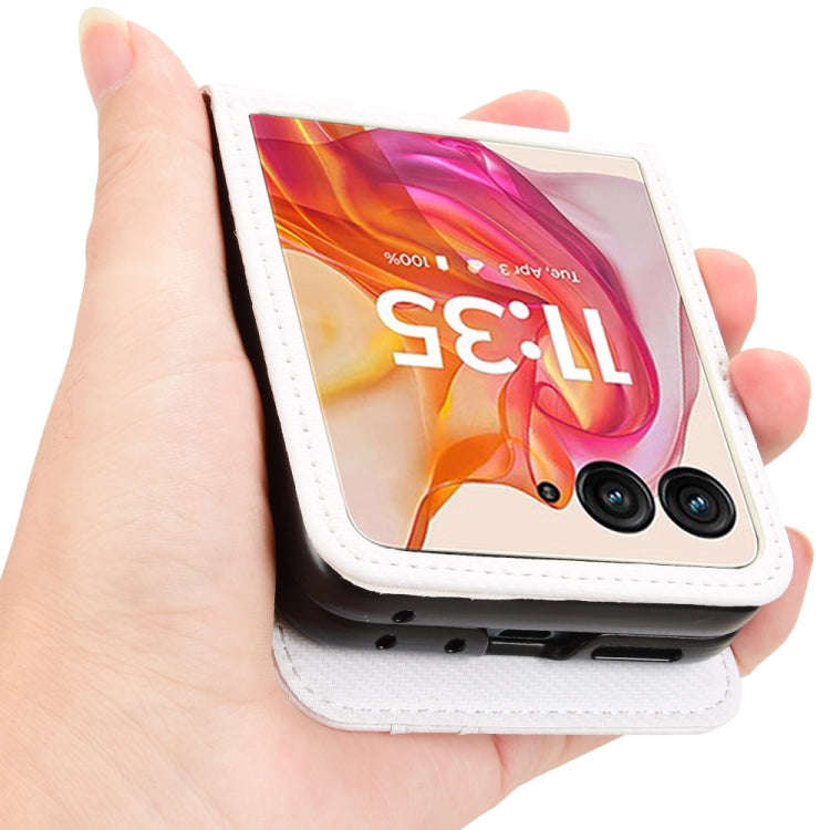 For Motorola Moto Razr 50 Ultra Card Slot PU Leather PC Phone Case(White)