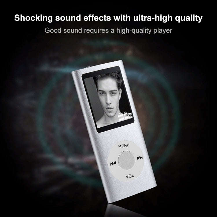 1.8 inch TFT Screen Metal MP4 Player With 8G TF Card+Earphone+Cable(Silver)