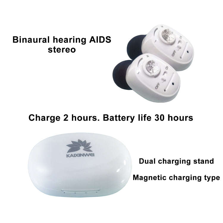 KAIXINWEI VHP-1607B DC3.7V In-ear Hearing Aid Sound Amplifier(White)
