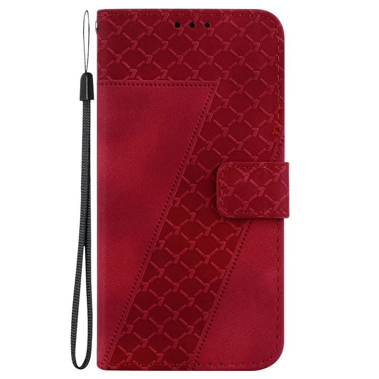 For ZTE Blade A52 7-shaped Embossed Leather Phone Case(Red)