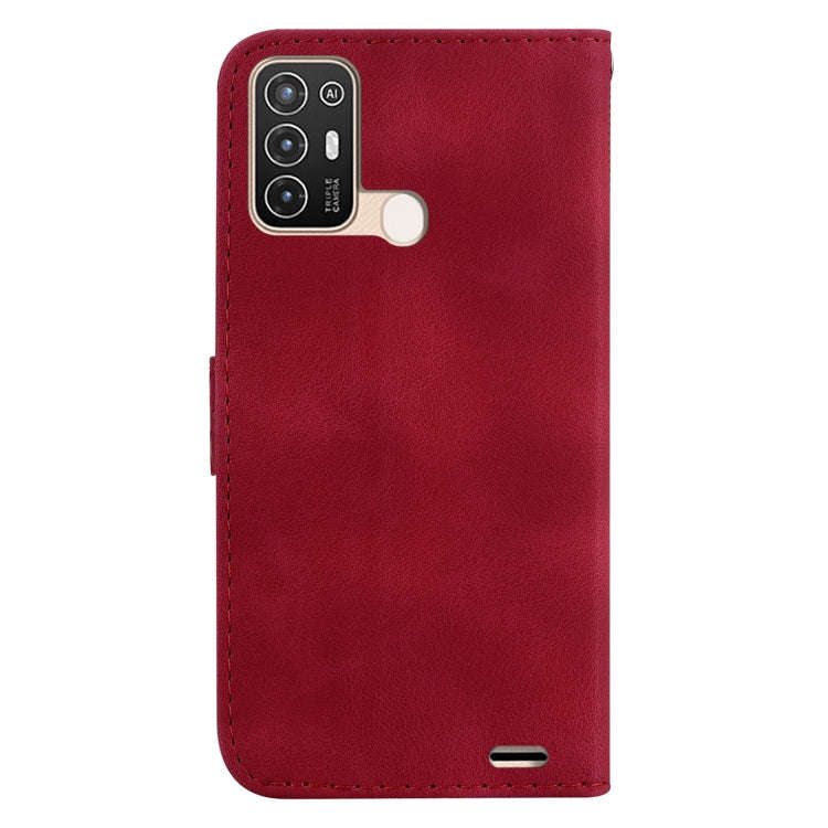 For ZTE Blade A52 7-shaped Embossed Leather Phone Case(Red)