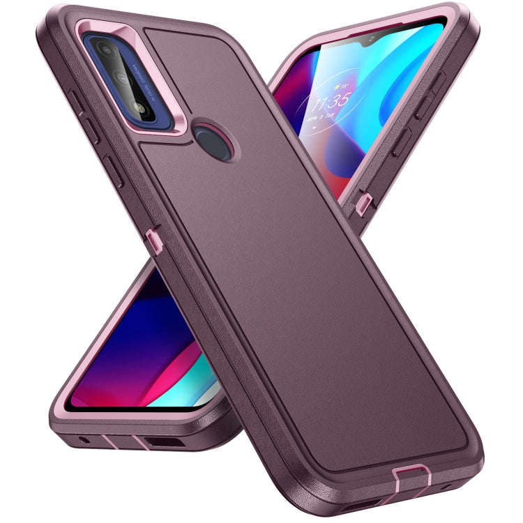 For Motorola G Pure 2022 Life Waterproof Rugged PC + Silicone Phone Case(Purple+Pink)