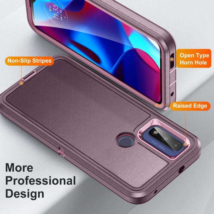 For Motorola G Pure 2022 Life Waterproof Rugged PC + Silicone Phone Case(Purple+Pink)