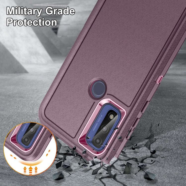 For Motorola G Pure 2022 Life Waterproof Rugged PC + Silicone Phone Case(Purple+Pink)