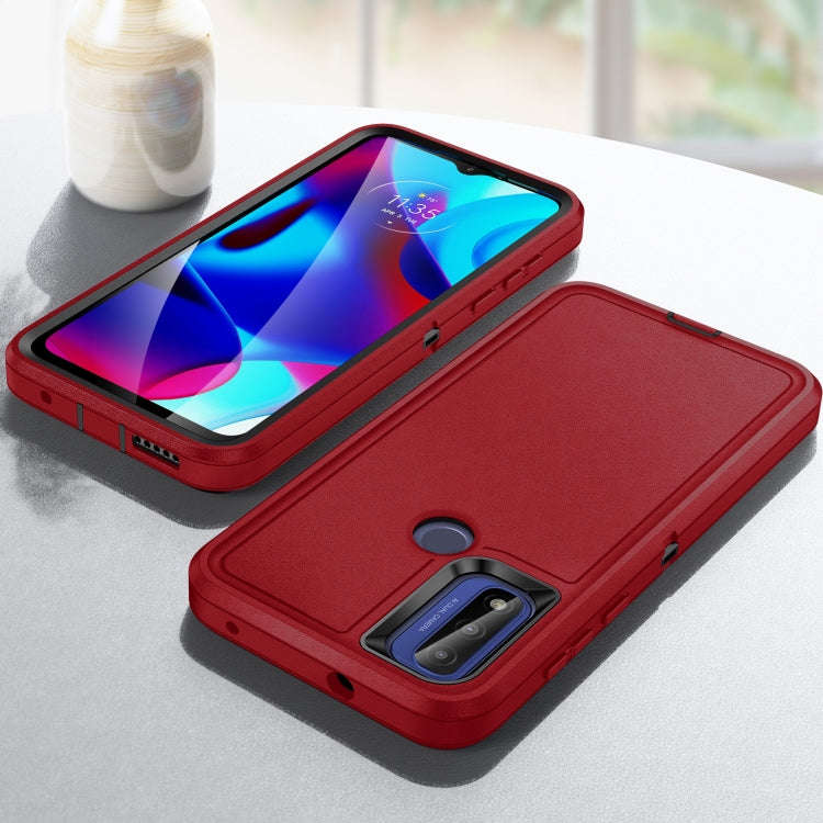 For Motorola Moto G Play 2023 Life Waterproof Rugged PC + Silicone Phone Case(Red+Black)