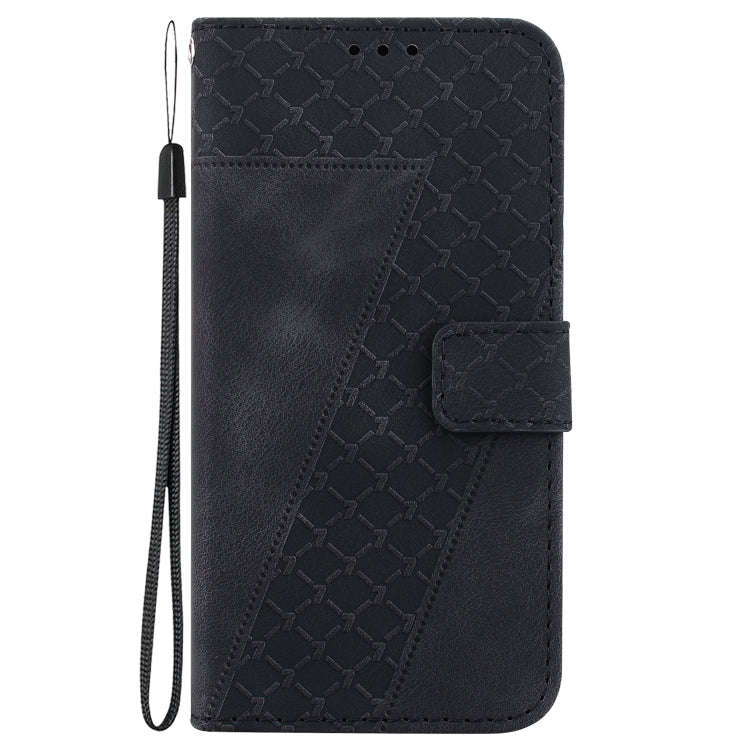 For Google Pixel 6a Seven-shaped Embossed Leather Phone Case(Black)